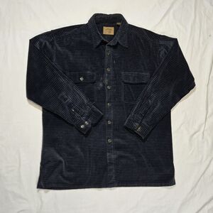 Vintage St. Johns Bay Courduroy Flannel Button Down Shirt Navy Medium